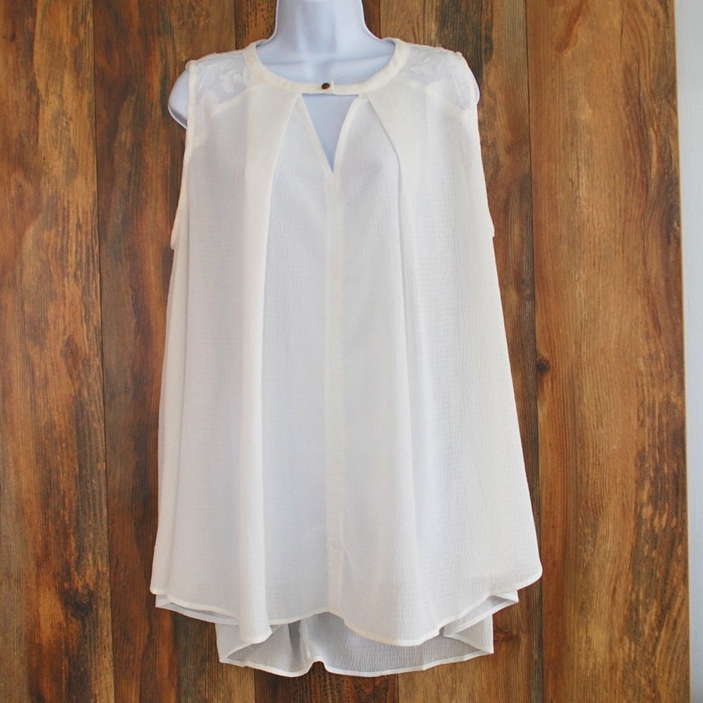 umgee Sleeveless Blouse White Flowy S